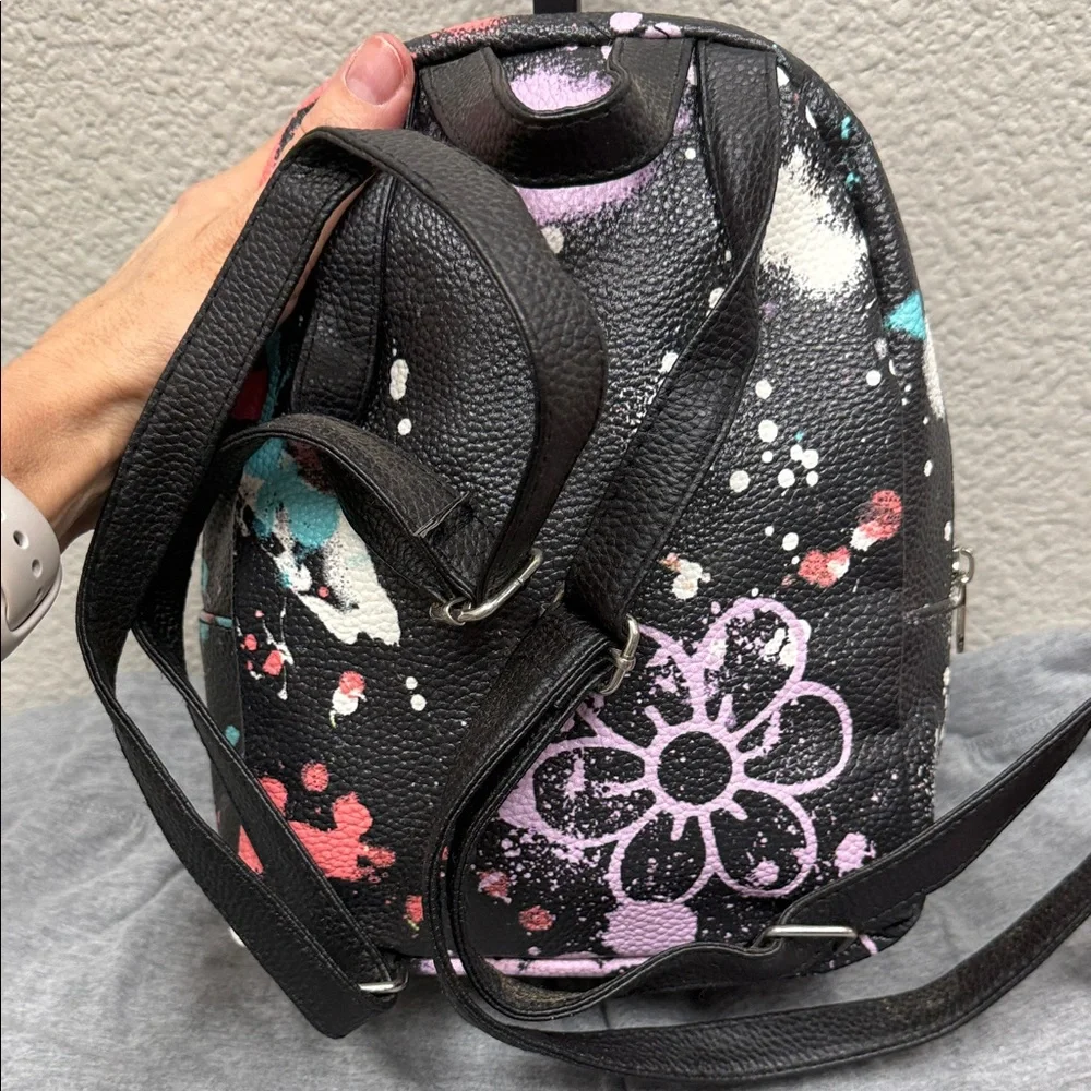 Justice Black Backpack with Multicolor Glitter Stripes